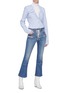 Figure View - Click To Enlarge - BEN TAVERNITI UNRAVEL PROJECT  - Ruffle V-neck pinstripe shirt