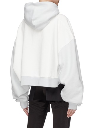 Back View - Click To Enlarge - BEN TAVERNITI UNRAVEL PROJECT  - Colourblock extra long sleeve cropped hoodie