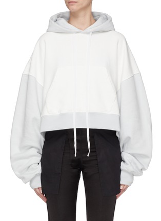 Main View - Click To Enlarge - BEN TAVERNITI UNRAVEL PROJECT  - Colourblock extra long sleeve cropped hoodie