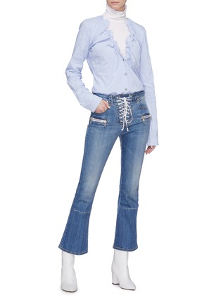 Figure View - Click To Enlarge - BEN TAVERNITI UNRAVEL PROJECT  - Lace-up cropped flared jeans
