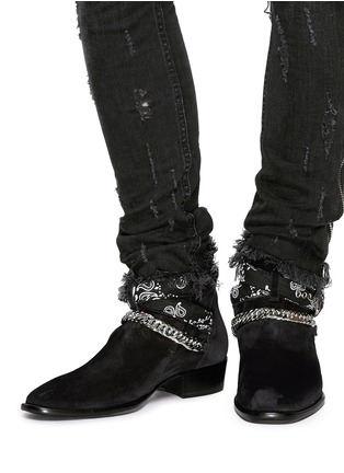 Figure View - Click To Enlarge - AMIRI - Bandana buckle strap suede boots