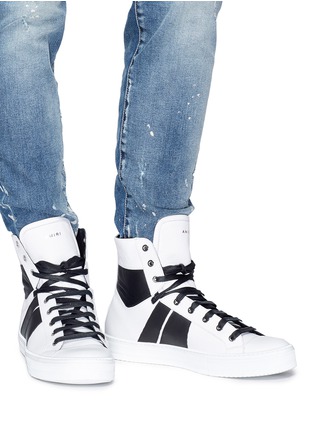 Figure View - Click To Enlarge - AMIRI - 'Sunset' colourblock leather high top sneakers