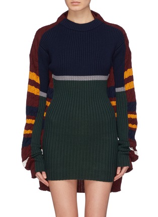 Main View - Click To Enlarge - Y/PROJECT - Layered stripe mix knit sweater