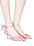 Figure View - Click To Enlarge - PAUL ANDREW - 'Anya' bow ankle strap gingham check d'Orsay pumps