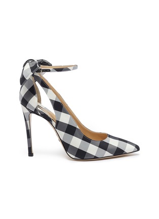 Main View - Click To Enlarge - PAUL ANDREW - 'Fiona' bow ankle strap gingham check pumps