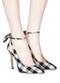 Figure View - Click To Enlarge - PAUL ANDREW - 'Fiona' bow ankle strap gingham check pumps