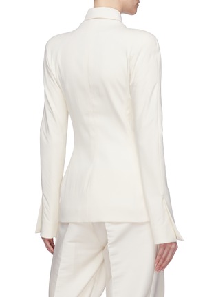 Back View - Click To Enlarge - ZAID AFFAS - Flared cuff mock wrap jacket