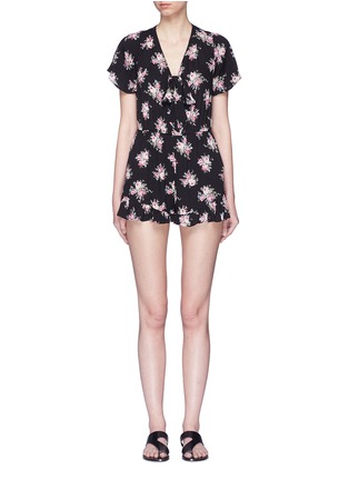 Main View - Click To Enlarge - TOPSHOP - Open back rose print playsuit