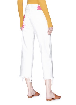 Back View - Click To Enlarge - SIMON MILLER - Raw cuff paint stroke cropped culotte jeans