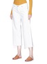Front View - Click To Enlarge - SIMON MILLER - Raw cuff paint stroke cropped culotte jeans