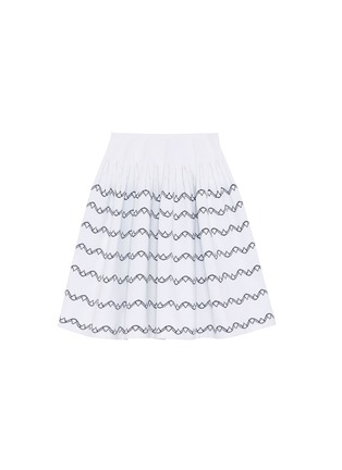 Figure View - Click To Enlarge - ALAÏA - Wavy stripe embroidered knit flared skirt