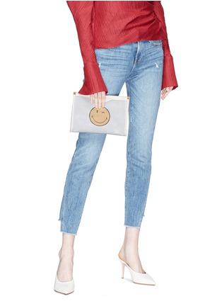 Front View - Click To Enlarge - ANYA HINDMARCH - 'Wink' print mesh crossbody pouch