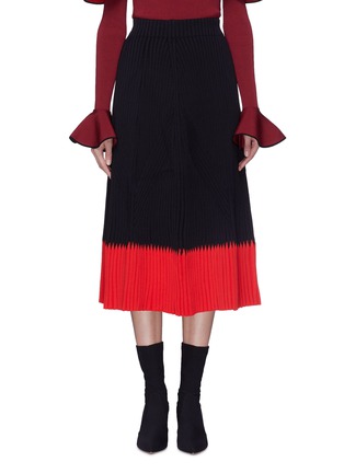 Main View - Click To Enlarge - ALEXANDER MCQUEEN - Colourblock pleated knit midi skirt