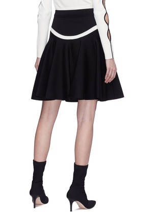 Back View - Click To Enlarge - ALEXANDER MCQUEEN - Curved stripe wool blend flared skirt