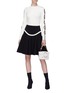 Figure View - Click To Enlarge - ALEXANDER MCQUEEN - Curved stripe wool blend flared skirt