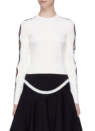 Main View - Click To Enlarge - ALEXANDER MCQUEEN - Wavy cutout sleeve sweater
