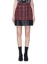 Main View - Click To Enlarge - ALEXANDER MCQUEEN - Leather panel tweed skirt