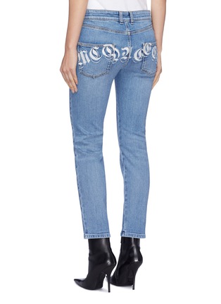 Back View - Click To Enlarge - ALEXANDER MCQUEEN - Logo embroidered jeans