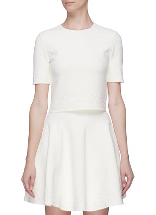 Main View - Click To Enlarge - ALEXANDER MCQUEEN - Wavy jacquard cropped top