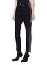 Front View - Click To Enlarge - ALEXANDER MCQUEEN - Logo embroidered stripe outseam jeans