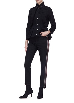 Figure View - Click To Enlarge - ALEXANDER MCQUEEN - Logo embroidered stripe outseam jeans