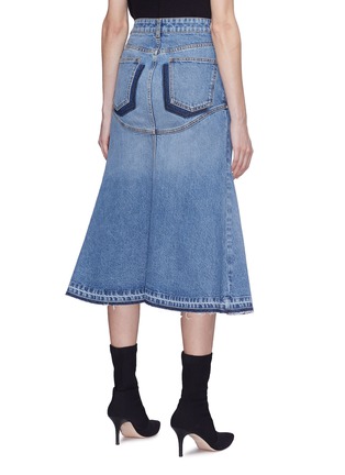 Back View - Click To Enlarge - ALEXANDER MCQUEEN - Panelled fluted midi denim skirt