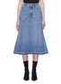Main View - Click To Enlarge - ALEXANDER MCQUEEN - Panelled fluted midi denim skirt