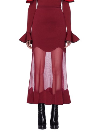 Main View - Click To Enlarge - ALEXANDER MCQUEEN - Wavy mesh panel skirt