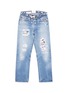Main View - Click To Enlarge - 10507 - Graphic patchwork ripped unisex straight leg jeans