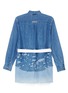 Figure View - Click To Enlarge - 10507 - Belted panelled distressed unisex denim shirt jacket