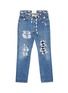 Main View - Click To Enlarge - 10507 - Patchwork ripped unisex straight leg jeans
