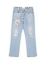 Main View - Click To Enlarge - 10507 - Graphic patchwork smudge ripped unisex straight leg jeans