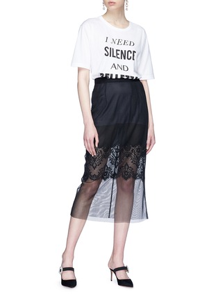 Figure View - Click To Enlarge - - - 'I Need Silence and Bellezza' slogan print oversized T-shirt