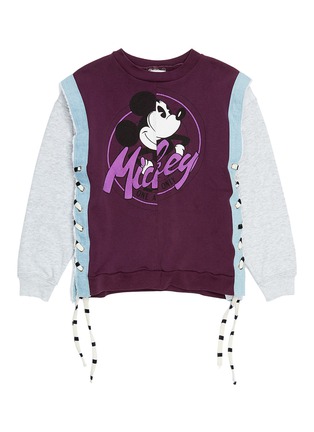 Main View - Click To Enlarge - 10507 - Lace-up outseam graphic print unisex patchwork sweatshirt
