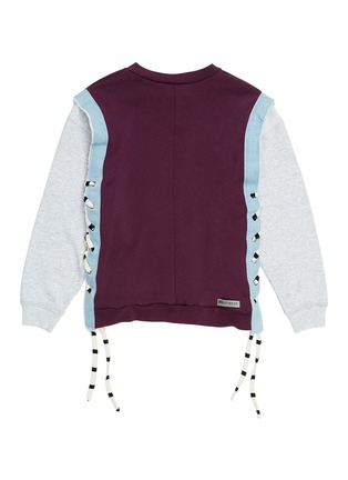 Figure View - Click To Enlarge - 10507 - Lace-up outseam graphic print unisex patchwork sweatshirt