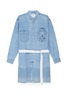 Main View - Click To Enlarge - 10507 - Belted panelled distressed unisex denim shirt jacket