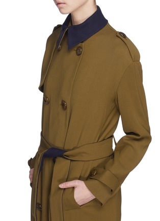 Detail View - Click To Enlarge - VICTORIA, VICTORIA BECKHAM - Contrast collar belted trench coat