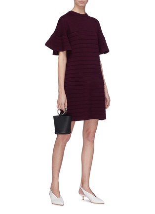 Figure View - Click To Enlarge - VICTORIA, VICTORIA BECKHAM - Flared ruffle sleeve wool ottoman knit dress