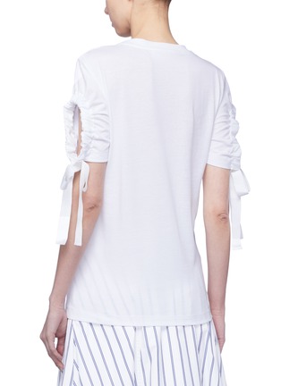 Back View - Click To Enlarge - VICTORIA, VICTORIA BECKHAM - Drawstring ruched cutout cuff T-shirt
