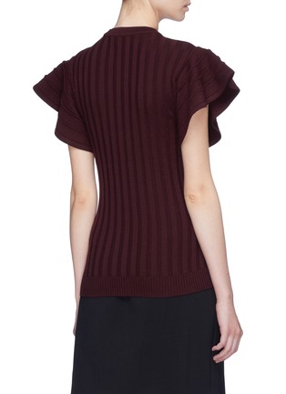 Back View - Click To Enlarge - VICTORIA, VICTORIA BECKHAM - Flared ruffle sleeve wool rib knit sweater