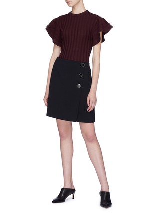Figure View - Click To Enlarge - VICTORIA, VICTORIA BECKHAM - Flared ruffle sleeve wool rib knit sweater