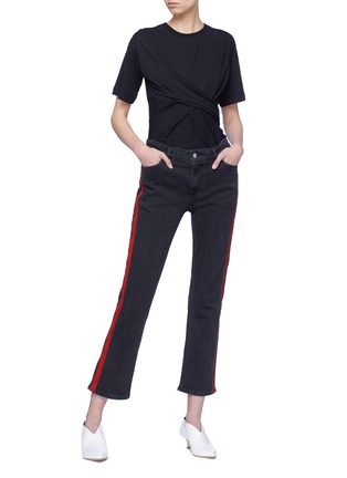Figure View - Click To Enlarge - VICTORIA, VICTORIA BECKHAM - Ruched drape front T-shirt