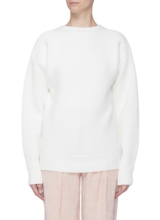 Main View - Click To Enlarge - VICTORIA, VICTORIA BECKHAM - Convertible button back rib knit sweater