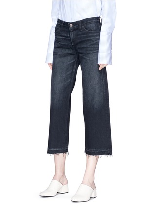 Front View - Click To Enlarge - SIMON MILLER - Let-out cuff paint stroke cropped culotte jeans