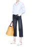 Figure View - Click To Enlarge - SIMON MILLER - Let-out cuff paint stroke cropped culotte jeans