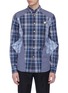 Main View - Click To Enlarge - ALEXANDER MCQUEEN - Skull rose embroidered mix check patchwork shirt