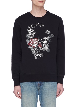 Main View - Click To Enlarge - ALEXANDER MCQUEEN - Metallic rose skull print sweatshirt