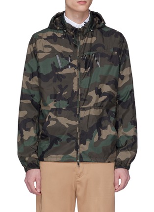 Main View - Click To Enlarge - VALENTINO GARAVANI - Logo camouflage print hooded windbreaker jacket