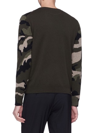Back View - Click To Enlarge - VALENTINO GARAVANI - Logo camouflage intarsia cashmere sweater