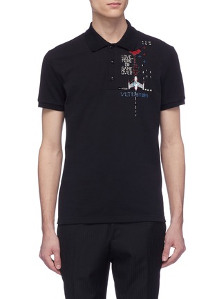 Main View - Click To Enlarge - VALENTINO GARAVANI - Beaded video game embroidered polo shirt